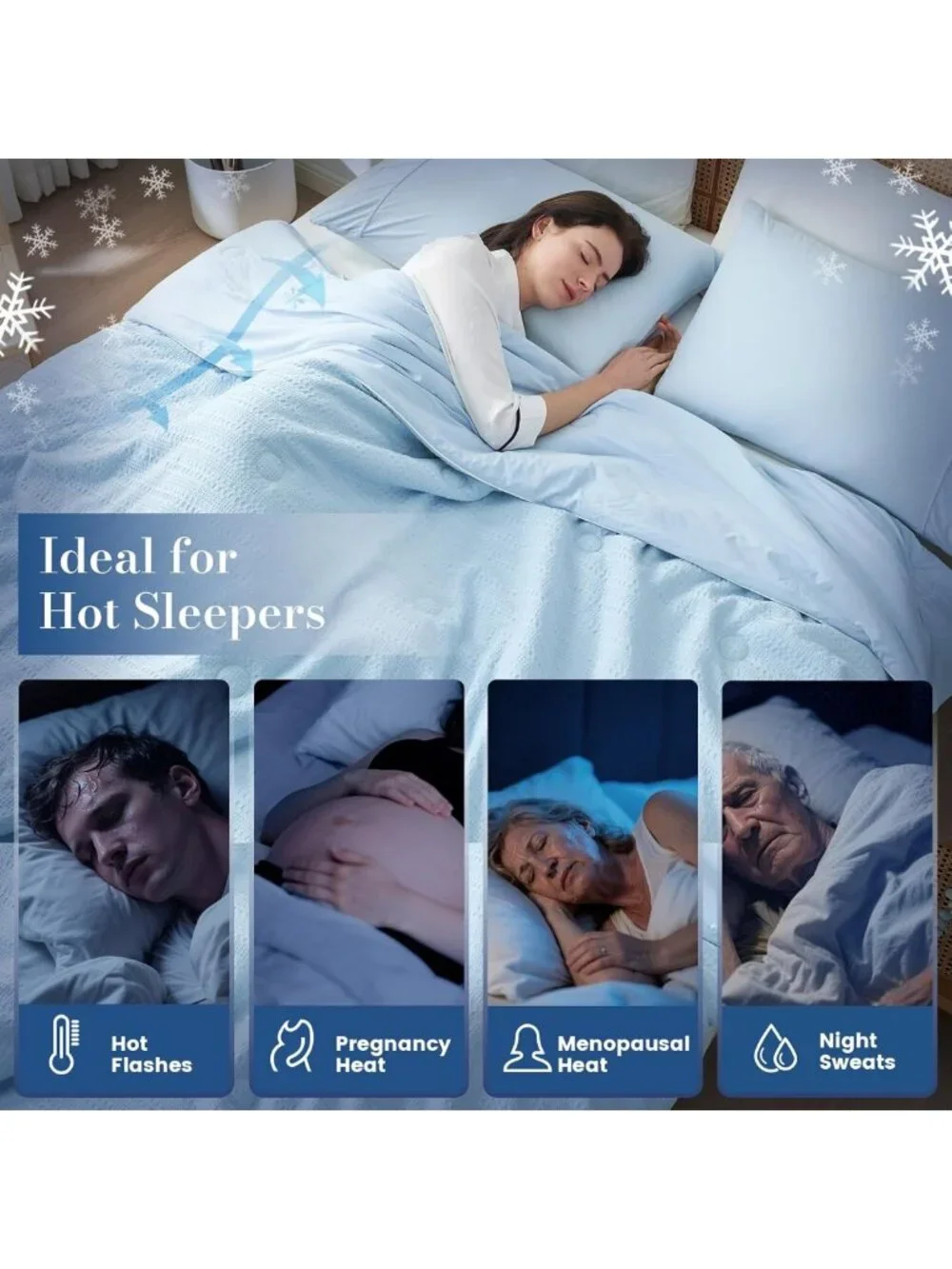 Cooling Waffle Comforter Blanket for Hot Sleepers - Twin Size, Soft Blue